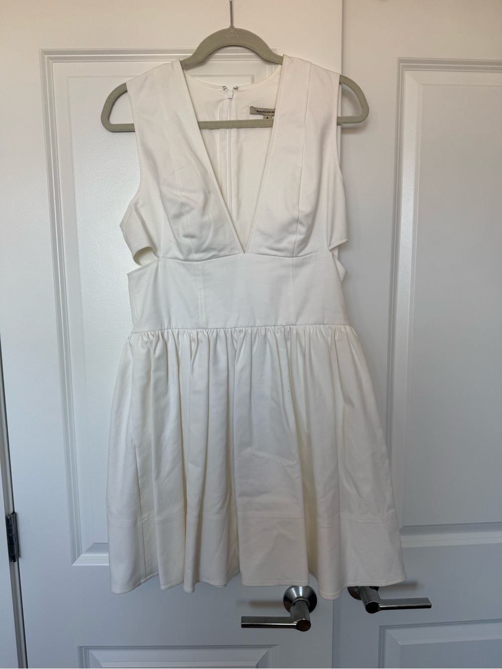 Banana Republic Anisa White Deep V-Neck Fit & Flare Mini Dress